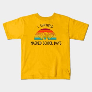 I survived 100 masked school days retro vintage funny gift Kids T-Shirt